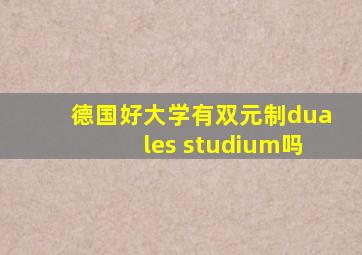 德国好大学有双元制duales studium吗